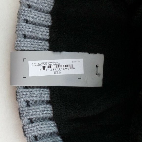 Rainforest Men's Beanie Hat Lined Heather Grey Black One Size Ribbed Cuff MRP$38 - Picture 3 of 7